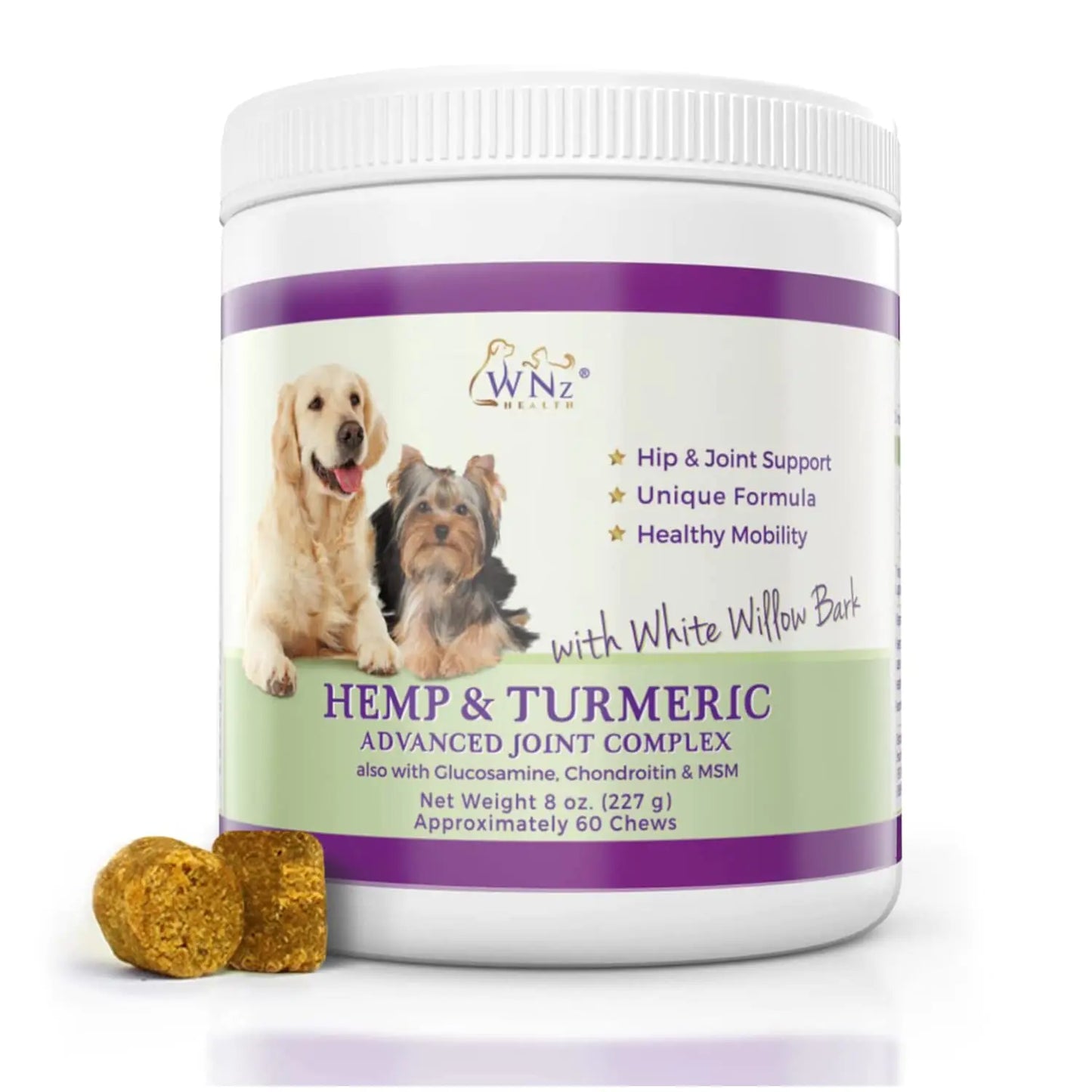 Hemp & Turmeric Hip & Joint for Dogs | Pain Relief & Anti-Inflammatory | 60 Chews