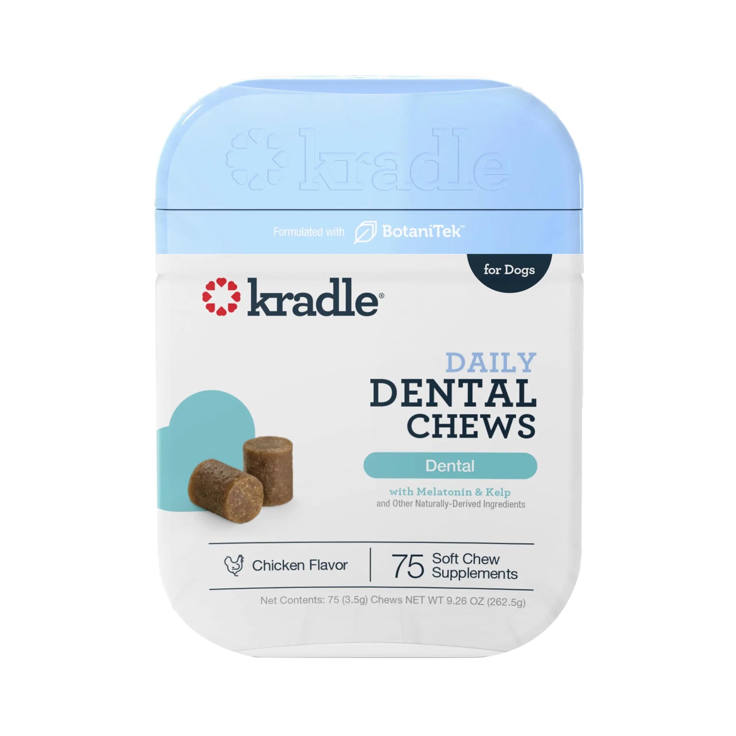 Kradle Daily Dental Chews | Dental Health & Stress Relief for Dogs | 75 Count