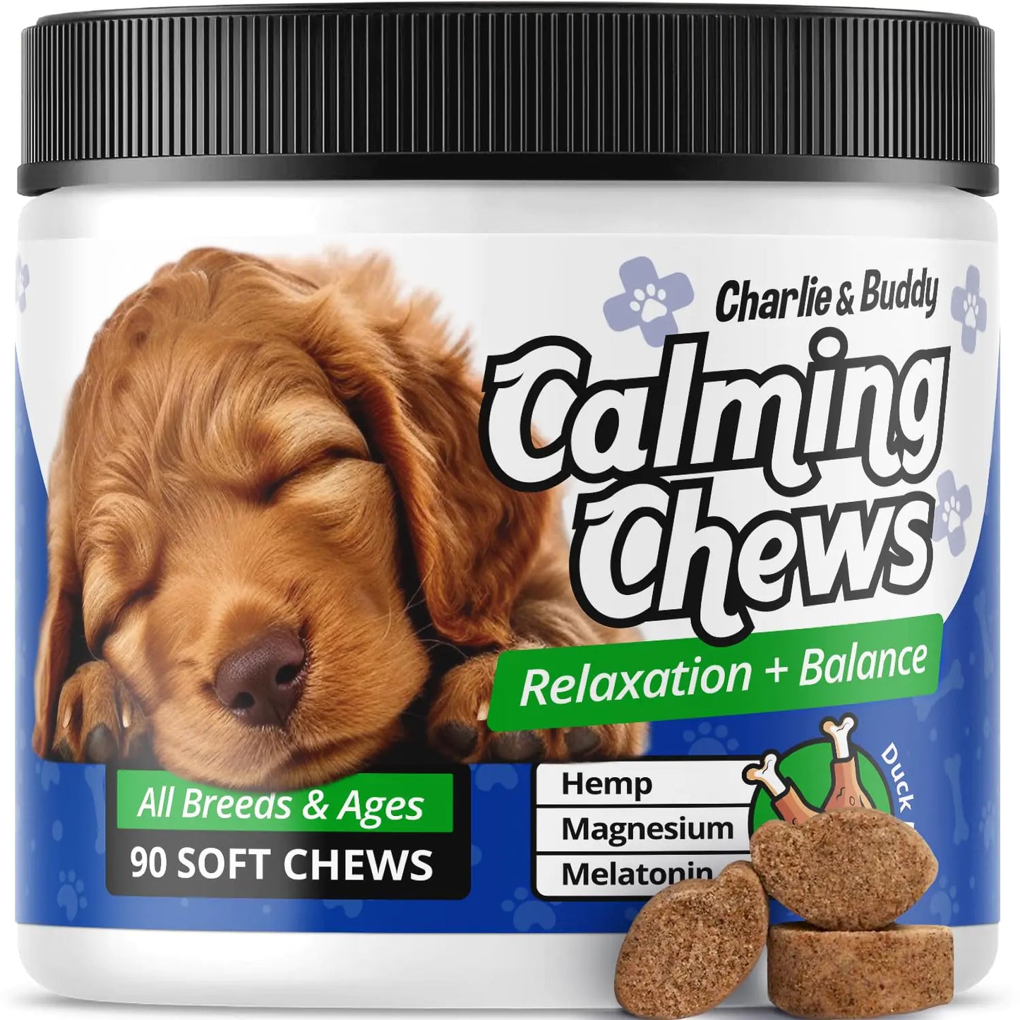 Calming Chews for Dogs | Anxiety Relief with Melatonin | 90 Chews