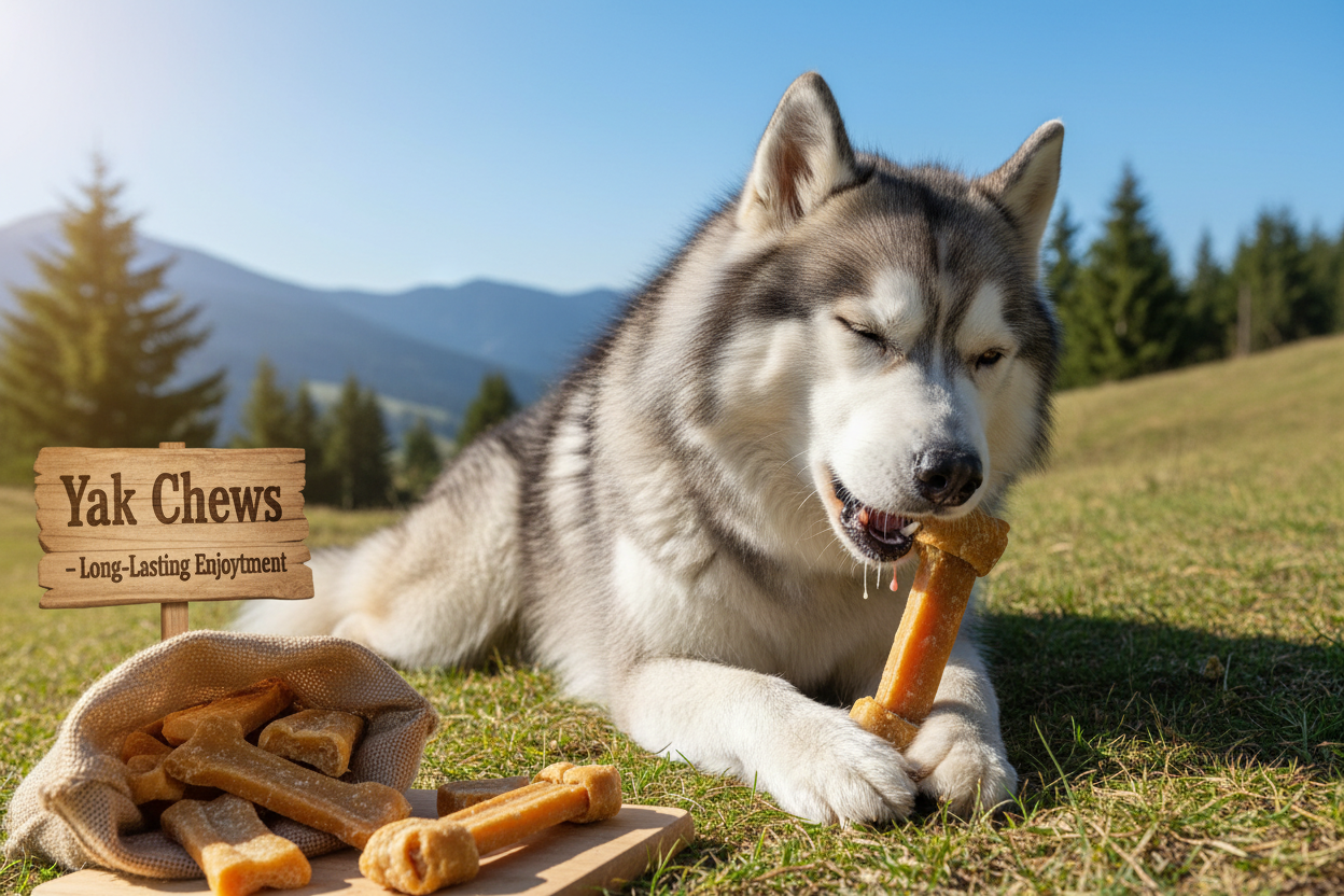 Husky entertained for hours with long-lasting yak cheese chew