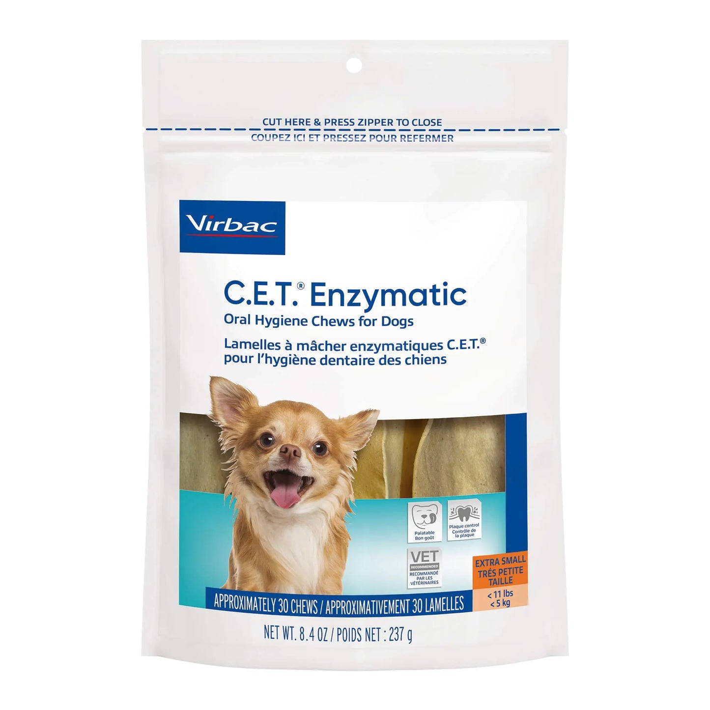 Virbac C.E.T. Enzymatic Oral Hygiene Chews for Dogs | Beef Flavor | 8.4 oz