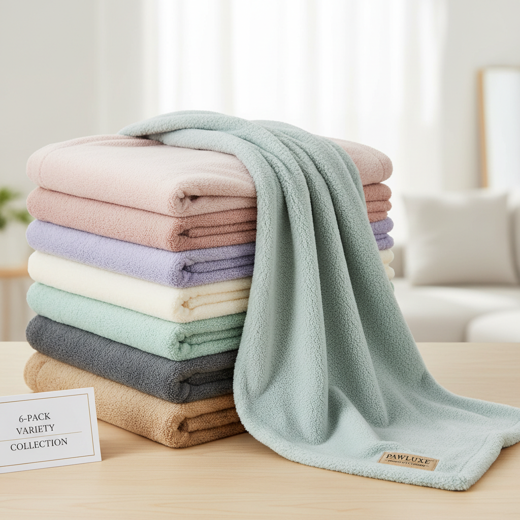 6-Pack Collection of Colorful Fleece Blankets