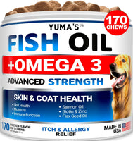 Omega-3 Fish Oil for Dogs - Skin & Coat Supplement (170 Chews)