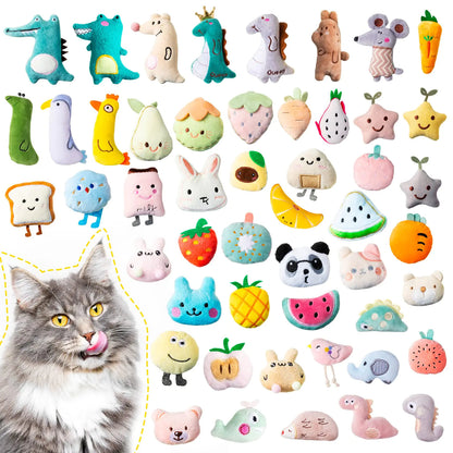 Catnip Toys 50-Pack - Plush Interactive Toys for Indoor Cats (Bulk Value)