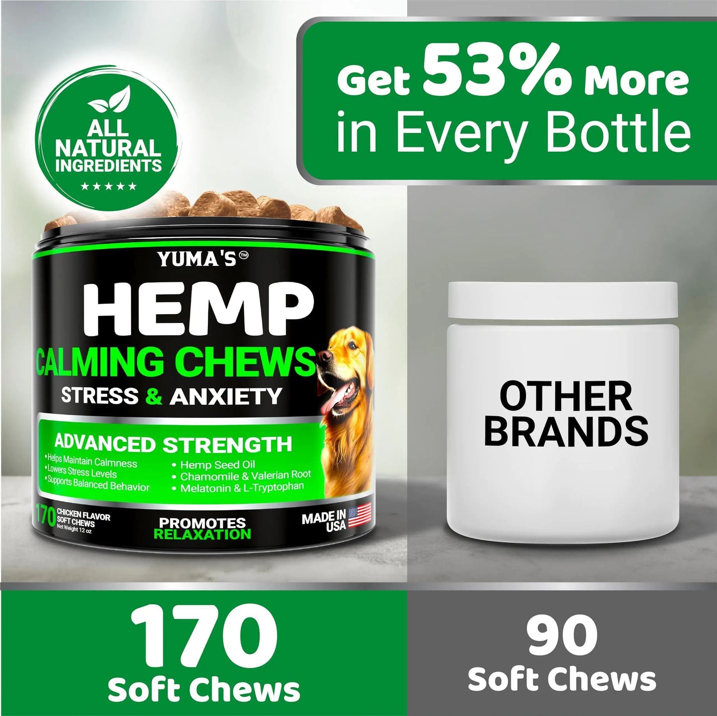 Hemp Calming Chews for Dogs – Chicken (170 ct)