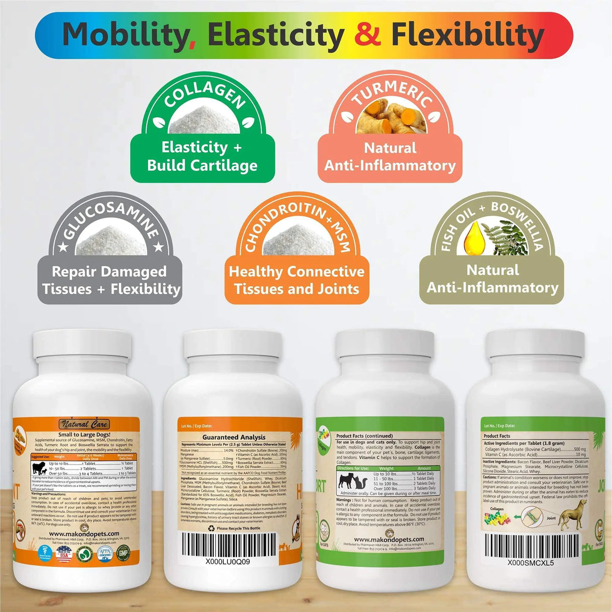 Hip & Joint Supplement for Dogs - Chondroitin, Collagen & Turmeric Chews