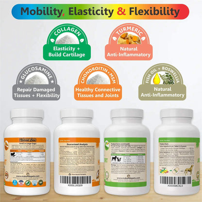 Hip & Joint Supplement for Dogs - Chondroitin, Collagen & Turmeric Chews