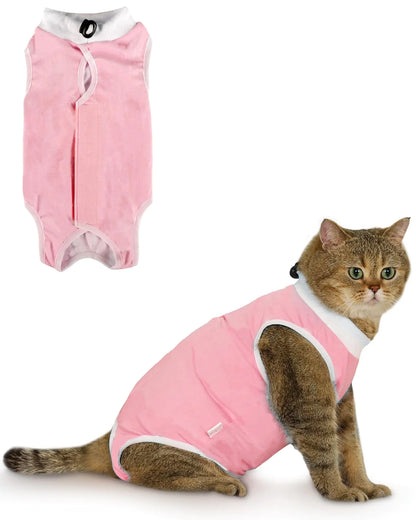 Cat Recovery Suit - Breathable Post-Surgery Onesie for Female Cats