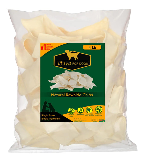 Premium Rawhide Chips for Dogs | Natural Long-Lasting Chews | 4 Pounds