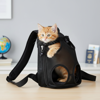 Black Mesh Pet Carrier Backpack Details