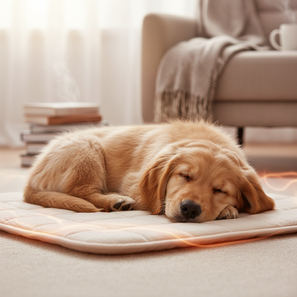 Cozy Dog on Heating Pad