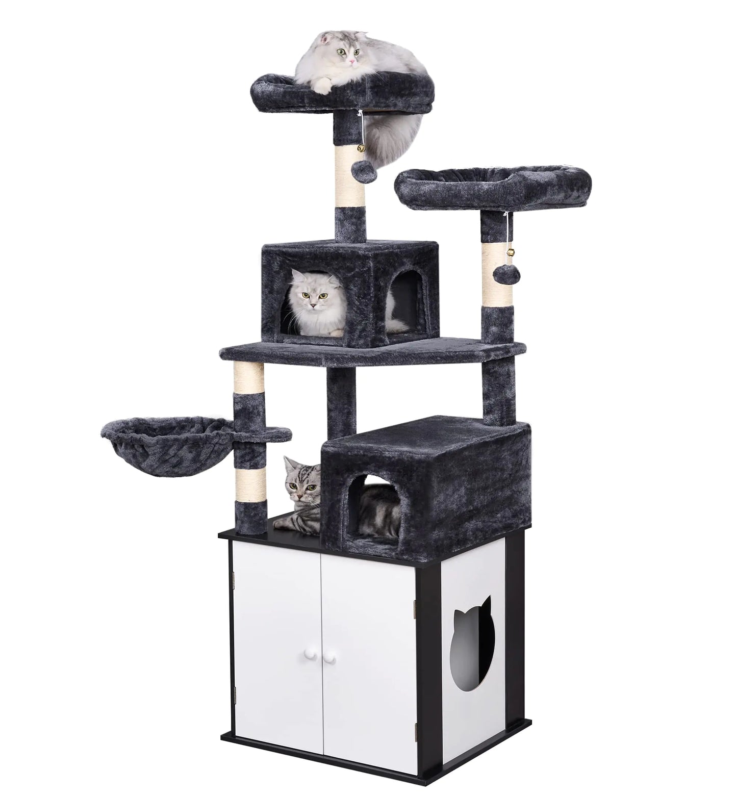 Cat Tree with Hidden Litter Box - All-in-One Modern Cat Furniture