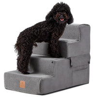 Dog Stairs 4-Step 18"H - Wide Non-Slip Pet Steps for Small/Medium Dogs & Cats