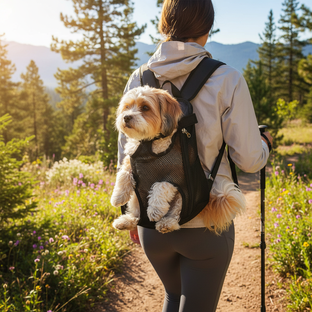 Hiking with Pet in Carrier Backpack