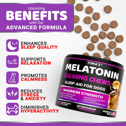Dog Calming Chews with Melatonin 170 Count - Anxiety Relief