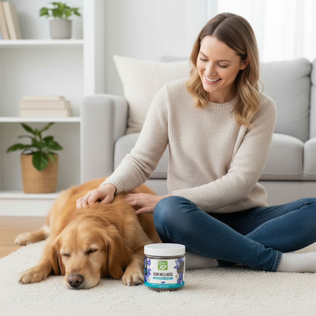 Golden Retriever with reduced itching healthy skin wellness treatment itch relief