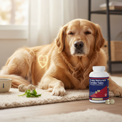 Healthy dog with strong cardiovascular wellness from heart support tablets