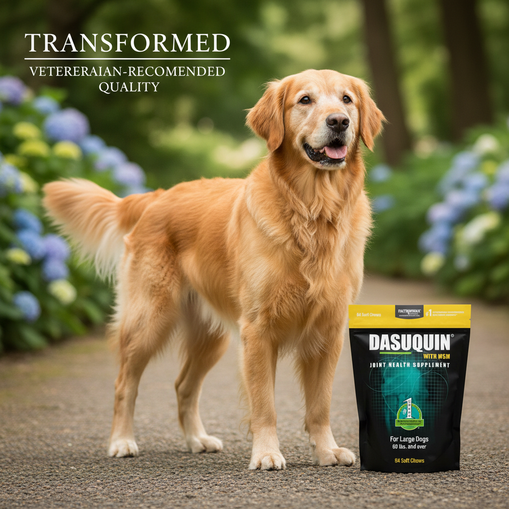 Healthy senior large dog with strong joints from Dasuquin MSM supplement