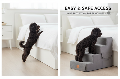 Before and after: dog jumping vs using safe pet stairs