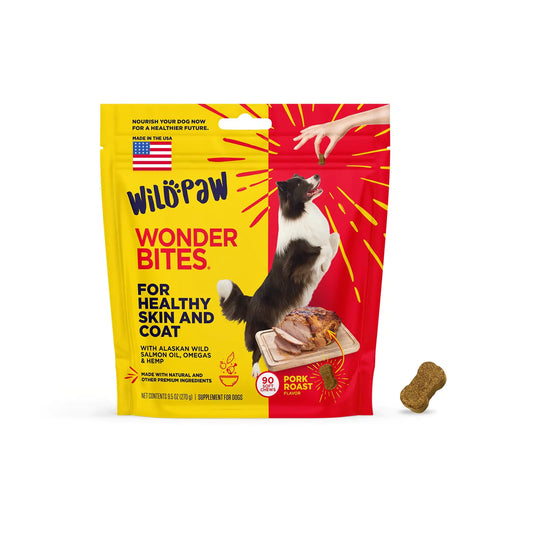 Wildpaw WonderBites | Skin & Coat Health with Salmon Oil & Hemp | 90 Chews