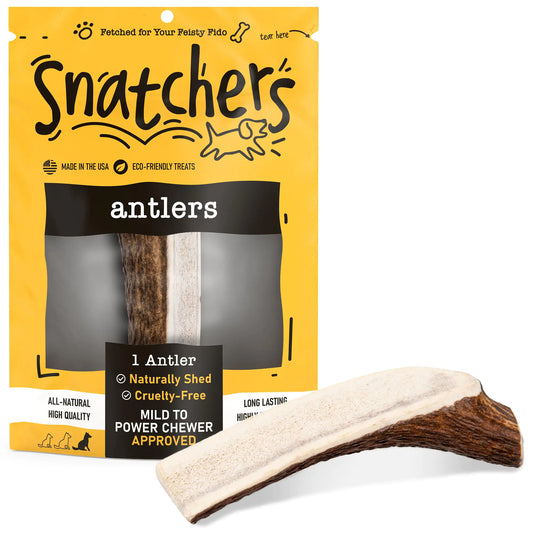 Snatchers Split Elk Antlers for Dogs | Long-Lasting Chew for Aggressive Chewers | Large