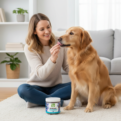 Owner Giving Skin Wellness Soft Chews to Pet
