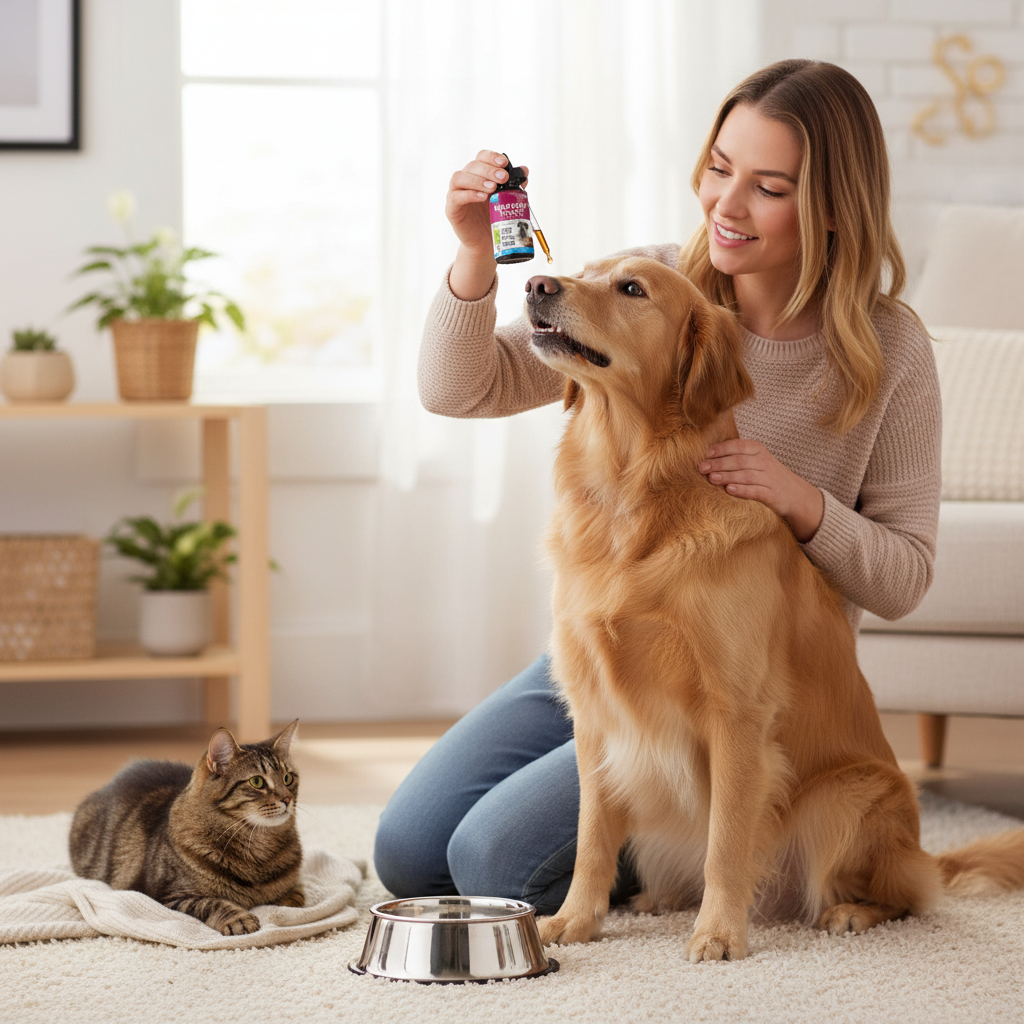 Owner Giving UTI Care Drops to Pet