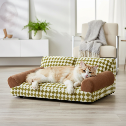 Pet Lounging on Couch Bed with Raised Sides