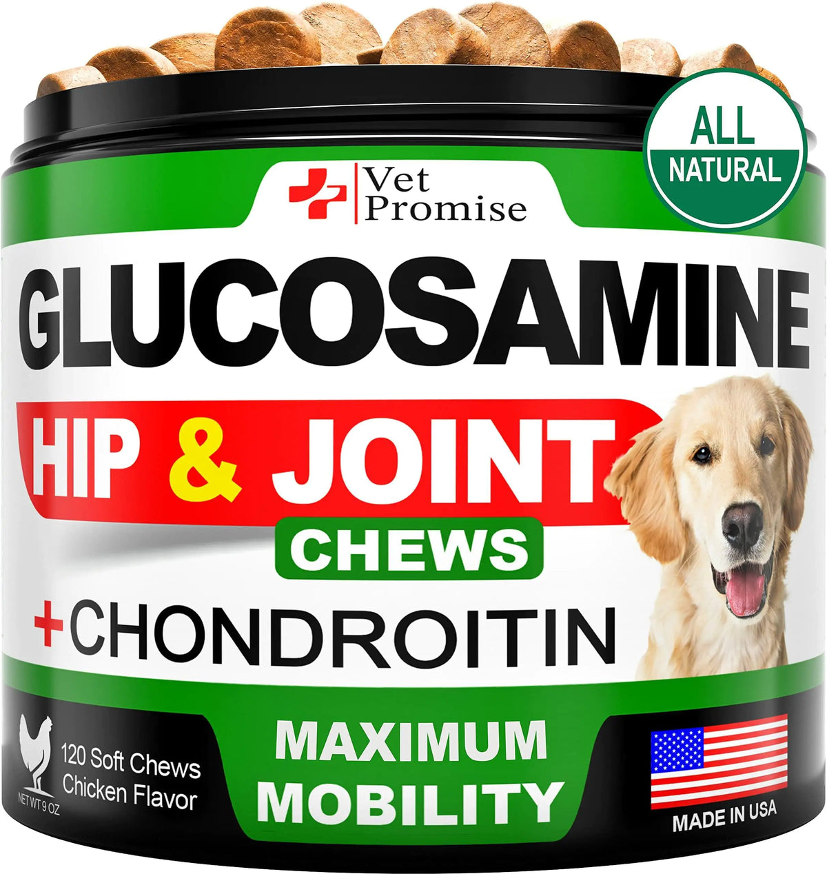 Glucosamine Hip & Joint Supplement for Dogs - Advanced Mobility Chews (120 Count)