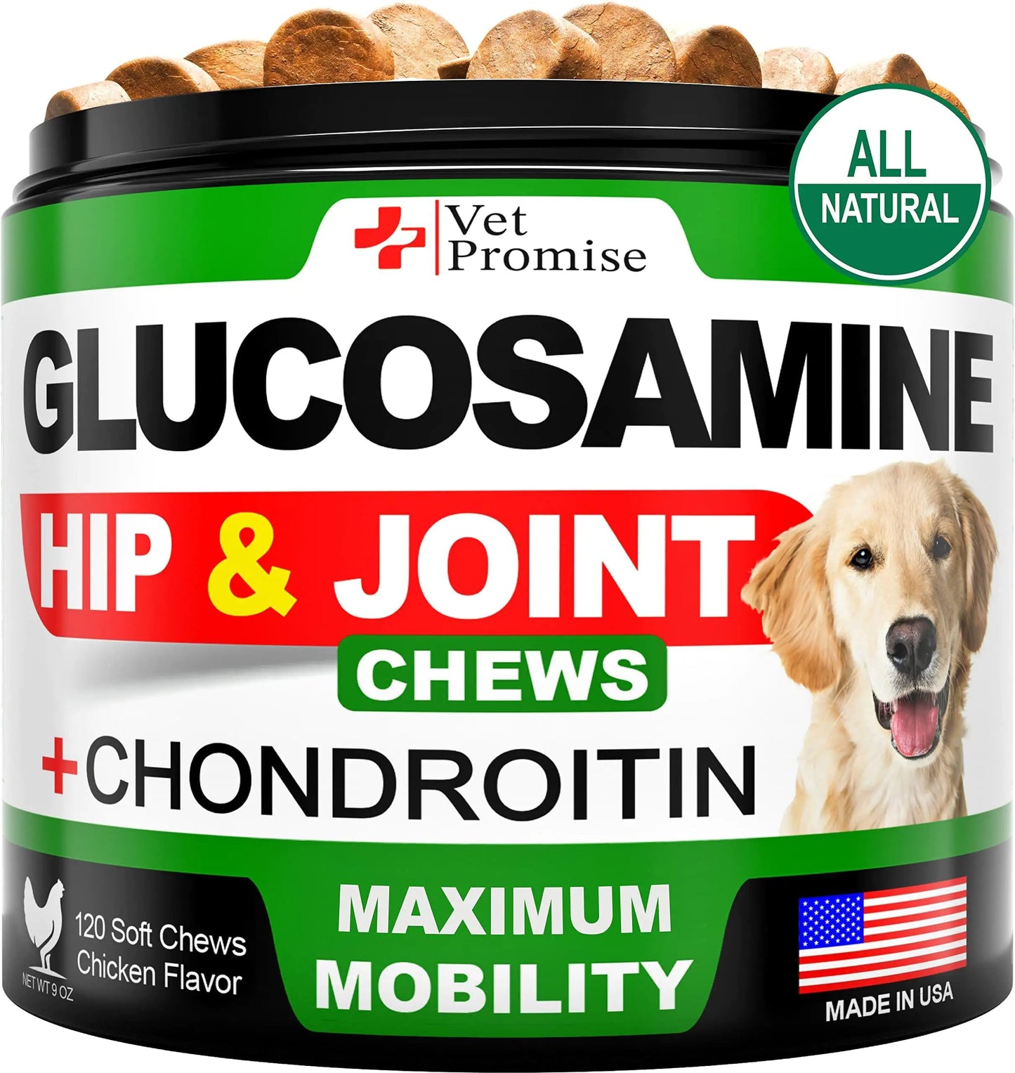 Glucosamine Hip & Joint Supplement for Dogs - Advanced Mobility Chews (120 Count)