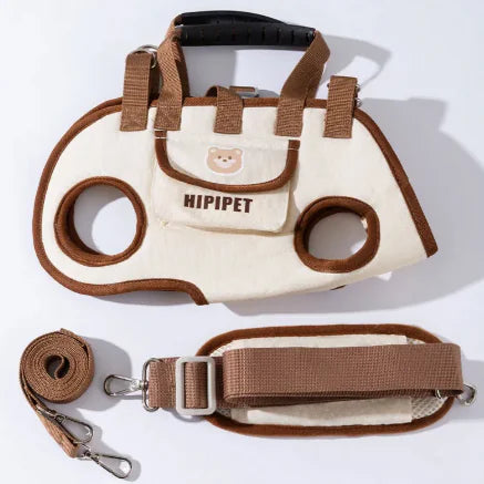 Portable Pet Crossbody Carrier Bag - Hands-Free Travel Bag for Small Dogs & Cats