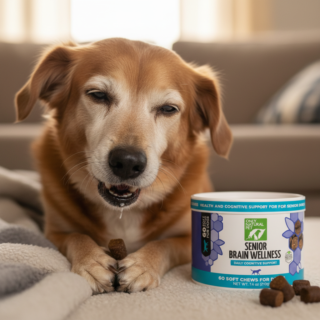 Senior Dog Easily Eating Soft Chews