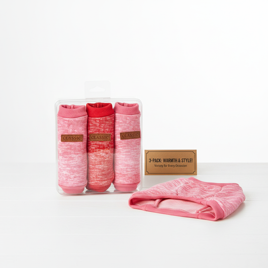 Three Cozy Dog Sweaters Product Display