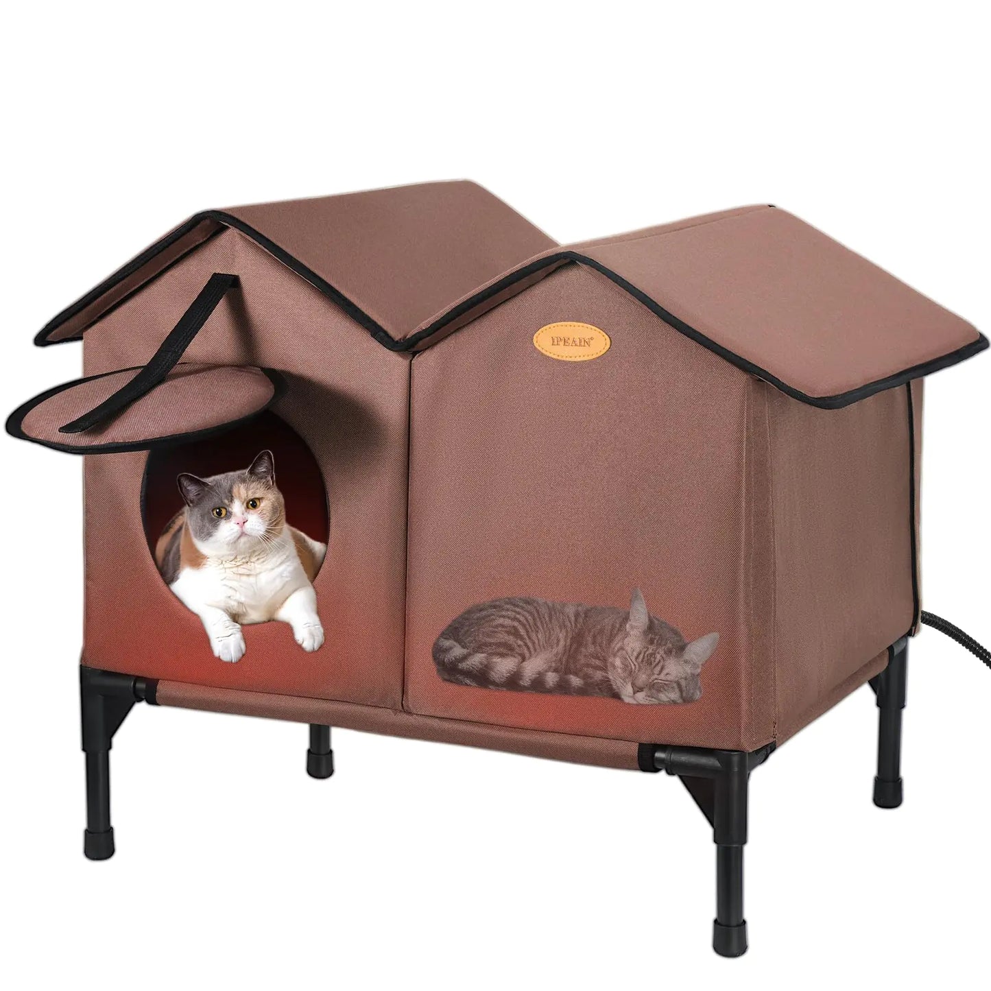 Elevated Heated Cat House - Weatherproof Outdoor Shelter for Winter (Large)