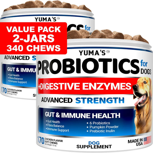 Probiotics for Dogs 2-Pack | Digestive Health & Enzymes | 340 Chews